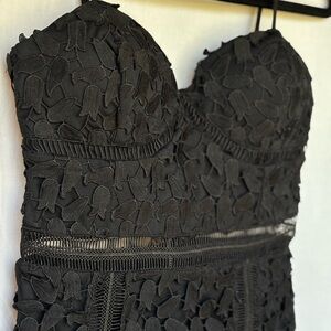 Just Me Black Midi Cocktail w/ 3D Lace